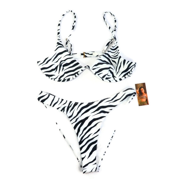 2/$20 Sommer Ray Zebra Bikini L - Picture 1 of 8